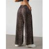 image:imageGORGLITTER Womens Leopard Pants Cheetah Animal Print Wide Leg Elastic High Waisted Baggy Causal Travel Sweat PantsBrown1
