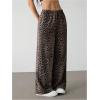 image:imageGORGLITTER Womens Leopard Pants Cheetah Animal Print Wide Leg Elastic High Waisted Baggy Causal Travel Sweat PantsBrown1