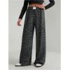 image:imageGORGLITTER Womens Leopard Pants Cheetah Animal Print Wide Leg Elastic High Waisted Baggy Causal Travel Sweat PantsDark Grey