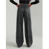 image:imageGORGLITTER Womens Leopard Pants Cheetah Animal Print Wide Leg Elastic High Waisted Baggy Causal Travel Sweat PantsDark Grey