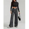 image:imageGORGLITTER Womens Leopard Pants Cheetah Animal Print Wide Leg Elastic High Waisted Baggy Causal Travel Sweat PantsDark Grey