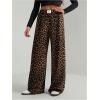 image:imageGORGLITTER Womens Leopard Pants Cheetah Animal Print Wide Leg Elastic High Waisted Baggy Causal Travel Sweat PantsYellow