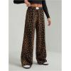 image:imageGORGLITTER Womens Leopard Pants Cheetah Animal Print Wide Leg Elastic High Waisted Baggy Causal Travel Sweat PantsYellow