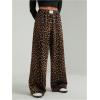 image:imageGORGLITTER Womens Leopard Pants Cheetah Animal Print Wide Leg Elastic High Waisted Baggy Causal Travel Sweat PantsYellow