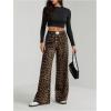image:imageGORGLITTER Womens Leopard Pants Cheetah Animal Print Wide Leg Elastic High Waisted Baggy Causal Travel Sweat PantsYellow