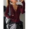 image:imageGORGLITTER Womens Lightweight Zip Up Hoodie Drawstring Long Sleeve Cropped JacketBurgundy