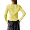 image:imageGORGLITTER Womens Lightweight Zip Up Hoodie Drawstring Long Sleeve Cropped JacketPale Yellow