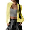 image:imageGORGLITTER Womens Lightweight Zip Up Hoodie Drawstring Long Sleeve Cropped JacketPale Yellow