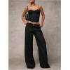 image:imageGORGLITTER Womens Low Rise Going Out Formal Dress Pants Wide Leg Work Slacks Pants Business Casual Outfits TrousersBlack