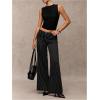 image:imageGORGLITTER Womens Low Rise Going Out Formal Dress Pants Wide Leg Work Slacks Pants Business Casual Outfits TrousersBlack Striped