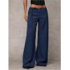 image:imageGORGLITTER Womens Low Rise Going Out Formal Dress Pants Wide Leg Work Slacks Pants Business Casual Outfits TrousersBlue
