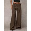 image:imageGORGLITTER Womens Low Rise Going Out Formal Dress Pants Wide Leg Work Slacks Pants Business Casual Outfits TrousersCoffee Brown
