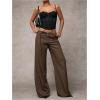 image:imageGORGLITTER Womens Low Rise Going Out Formal Dress Pants Wide Leg Work Slacks Pants Business Casual Outfits TrousersCoffee Brown