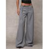 image:imageGORGLITTER Womens Low Rise Going Out Formal Dress Pants Wide Leg Work Slacks Pants Business Casual Outfits TrousersGrey