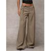 image:imageGORGLITTER Womens Low Rise Going Out Formal Dress Pants Wide Leg Work Slacks Pants Business Casual Outfits TrousersKhaki