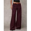 image:imageGORGLITTER Womens Low Rise Going Out Formal Dress Pants Wide Leg Work Slacks Pants Business Casual Outfits TrousersMaroon