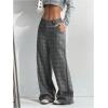 image:imageGORGLITTER Womens Plaid Low Rise Trousers Dress Pants Casual Loose Pants Baggy Flannel Gingham Wide Leg PantsDark Grey