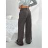 image:imageGORGLITTER Womens Plaid Low Rise Trousers Dress Pants Casual Loose Pants Baggy Flannel Gingham Wide Leg PantsGrey