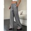 image:imageGORGLITTER Womens Plaid Low Rise Trousers Dress Pants Casual Loose Pants Baggy Flannel Gingham Wide Leg PantsMedium Grey