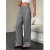 image:imageGORGLITTER Womens Plaid Low Rise Trousers Dress Pants Casual Loose Pants Baggy Flannel Gingham Wide Leg PantsMedium Grey