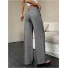 image:imageGORGLITTER Womens Plaid Low Rise Trousers Dress Pants Casual Loose Pants Baggy Flannel Gingham Wide Leg PantsMedium Grey