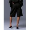 image:imageGORGLITTER Womens Pleated Dress Shorts Business Casual Dressy Wide Leg Bermuda Suit Tailored Work Shorts with PocketsBlack
