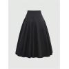 image:imageGORGLITTER Womens Pleated Midi Skirts Bow Fall Casual High Waisted Faldas Belted A Line Work Flowy Skirts Office 2025Black
