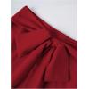 image:imageGORGLITTER Womens Pleated Midi Skirts Bow Fall Casual High Waisted Faldas Belted A Line Work Flowy Skirts Office 2025Red