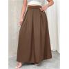 image:imageGORGLITTER Womens Plus Size Maxi Skirt Dressy Casual Pleated High Waisted A Line Long Skirts with PocketsKhaki