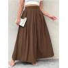 image:imageGORGLITTER Womens Plus Size Maxi Skirt Dressy Casual Pleated High Waisted A Line Long Skirts with PocketsKhaki