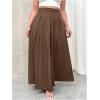 image:imageGORGLITTER Womens Plus Size Maxi Skirt Dressy Casual Pleated High Waisted A Line Long Skirts with PocketsKhaki