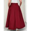 image:imageGORGLITTER Womens Plus Size Maxi Skirt Dressy Casual Pleated High Waisted A Line Long Skirts with PocketsRed