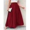 image:imageGORGLITTER Womens Plus Size Maxi Skirt Dressy Casual Pleated High Waisted A Line Long Skirts with PocketsRed