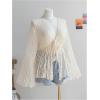 image:imageGORGLITTER Womens Plus Size Mesh Bell Sleeve Top 70s Tie Front Paisley Boho Peplum Babydoll Tops BlouseApricot