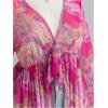 image:imageGORGLITTER Womens Plus Size Mesh Bell Sleeve Top 70s Tie Front Paisley Boho Peplum Babydoll Tops BlousePink