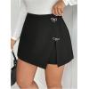 image:imageGORGLITTER Womens Plus Size Wrap Skorts Mini Skirts Curvy High Waisted Asymmetrical Bodycon Pencil Mini Skirts TrendyBlack