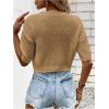 image:imageGORGLITTER Womens Puff Sleeve Crewneck Knit Shirt Top Short Sleeve Solid Loose SweaterBrown