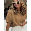 image:imageGORGLITTER Womens Puff Sleeve Crewneck Knit Shirt Top Short Sleeve Solid Loose SweaterBrown