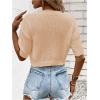 image:imageGORGLITTER Womens Puff Sleeve Crewneck Knit Shirt Top Short Sleeve Solid Loose SweaterSolid Apricot