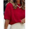 image:imageGORGLITTER Womens Puff Sleeve Crewneck Knit Shirt Top Short Sleeve Solid Loose SweaterSolid Red