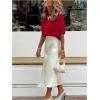 image:imageGORGLITTER Womens Puff Sleeve Crewneck Knit Shirt Top Short Sleeve Solid Loose SweaterSolid Red