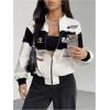 image:imageGORGLITTER Womens Race Car F1 Jacket Y2k Racing Motorcycle Oversized Graphic Varsity Zip Up Lightweight Jackets StreetwearApricot