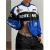 image:imageGORGLITTER Womens Race Car F1 Jacket Y2k Racing Motorcycle Oversized Graphic Varsity Zip Up Lightweight Jackets StreetwearBlue1