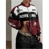 image:imageGORGLITTER Womens Race Car F1 Jacket Y2k Racing Motorcycle Oversized Graphic Varsity Zip Up Lightweight Jackets StreetwearBurgundy