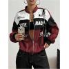 image:imageGORGLITTER Womens Race Car F1 Jacket Y2k Racing Motorcycle Oversized Graphic Varsity Zip Up Lightweight Jackets StreetwearBurgundy