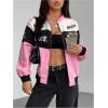 image:imageGORGLITTER Womens Race Car F1 Jacket Y2k Racing Motorcycle Oversized Graphic Varsity Zip Up Lightweight Jackets StreetwearPink