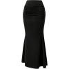 image:imageGORGLITTER Womens Ruched Bodycon Maxi Skirt High Waisted Fishtail Pencil Long Winter Skirts Fall Trendy 2025Dark Black
