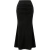 image:imageGORGLITTER Womens Ruched Bodycon Maxi Skirt High Waisted Fishtail Pencil Long Winter Skirts Fall Trendy 2025Dark Black