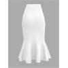 image:imageGORGLITTER Womens Ruched Fishtail Maxi Long Skirts Fall Trendy Cute Business Casual High Waisted Work Festival Skirts White XLarge