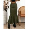 image:imageGORGLITTER Womens Ruffle Bodycon Maxi Skirts Fishtail High Waisted Pencil Long Going Out SkirtsArmy Green